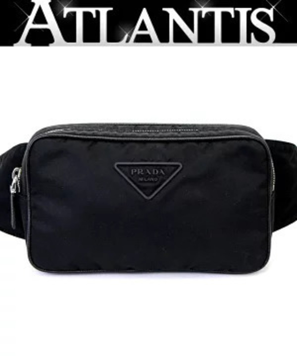 Prada Triangle Waist Pouch Clutch Body Bag Black